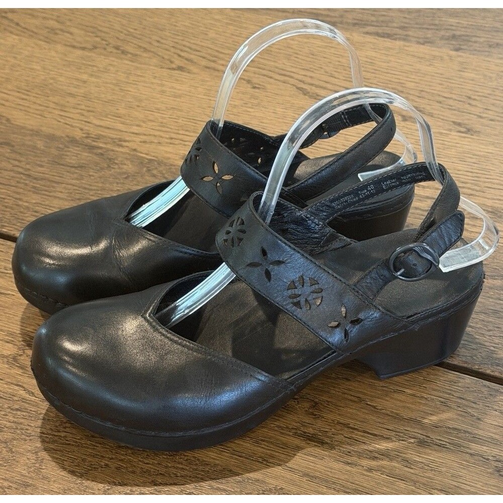 Dansko Trista Black Leather Mary Jane Slingback Clogs Women’s Sz EU 40/US 9.5-10
